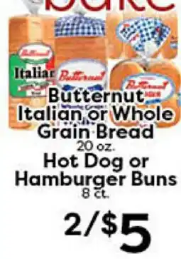 Rich's Fresh Market Butternut Italian or Whole Grain Bread 20 oz. Hot Dog or Hamburger Buns 8 ct offer