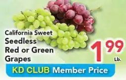Eurofresh Market California Sweet Seedless Red or Green Grapes offer