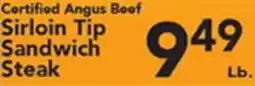Eurofresh Market Certified Angus Beef Sirloin Tip Sandwich Steak offer