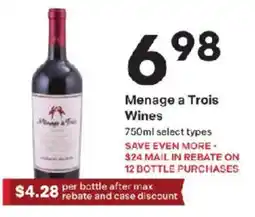 Coborn's Menage a Trois Wines offer