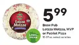 Coborn's Brew Pub Lotzza Motzza, MVP or Patriot Pizza offer