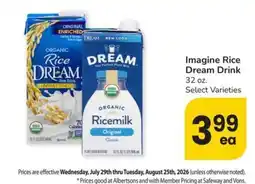 Safeway Imagine Rice Dream Drink offer