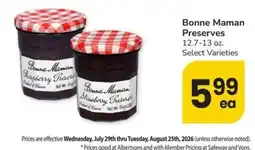 Safeway Bonne Maman Preserves offer
