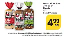Safeway Dave's Killer Bread offer