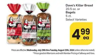 Safeway Dave's Killer Bread offer