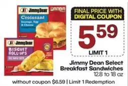 Harp's Market Jimmy Dean Select Breakfast Sandwiches offer