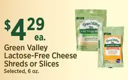 Yoke's Fresh Market Green Valley Lactose-Free Cheese Shreds or Slices offer