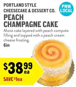 New Seasons Market Portland Style Cheesecake & Dessert Co. Peach Champagne Cake offer