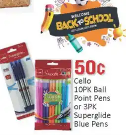General Discount Cello 10PK Ball Point Pens or 3PK Superglide Blue Pens offer
