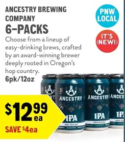 New Seasons Market Ancestry Brewing Company 6-Packs offer