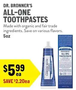 New Seasons Market Dr. Bronner's all-one toothpastes offer
