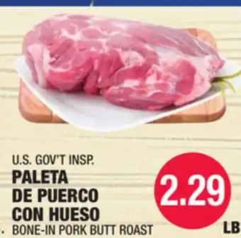Carnicerias Jimenez U.S. GOV'T INSPI PAleta DE PUErCo CON HUESO offer