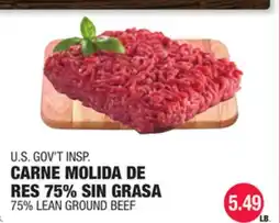 Carnicerias Jimenez U.S. GOV'T INSP. CARNE MOLIDA DE RES 75% SIN GRASA offer