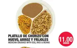 Carnicerias Jimenez PLATILLO DE CHORIZO CON HUEVO, ARROZ Y FRIJOLES offer