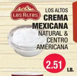 Carnicerias Jimenez LOS ALTOS CREMA MEXICANA NATURAL & CENTRO AMERICANA offer