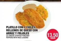 Carnicerias Jimenez (2) CHEESE STUFFED POBLANO PEPPERS WITH RICE & BEANS offer