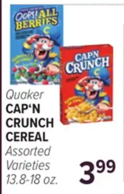 Cermak Fresh Market Quaker CAP'N CRUNCH CEREAL offer
