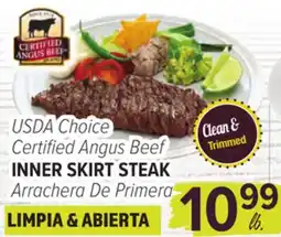 Cermak Fresh Market USDA Choice Certified Angus Beef INNER SKIRT STEAK offer