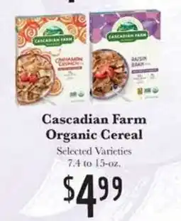 Rosauers Cascadian Farm Organic Cereal offer