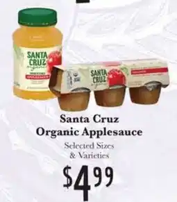 Rosauers Santa Cruz Organic Applesauce offer