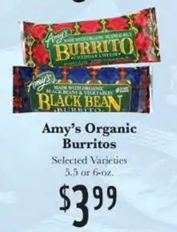Rosauers Amy's Organic Burritos offer