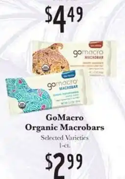 Rosauers GoMacro Organic Macrobars offer