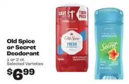Rosauers Old Spice or Secret Deodorant offer
