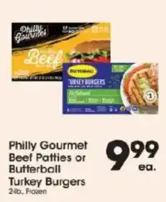Price Rite Philly Gourmet Beef Patties or Butterball Turkey Burgers offer
