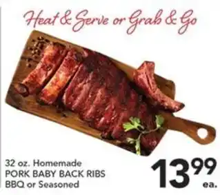 Pete's Fresh Market Homemade pork baby back ribs offer
