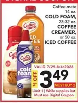Pete's Fresh Market Coffee-mate cold foam offer