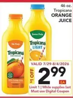 Pete's Fresh Market Tropicana orange juice offer