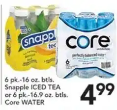 Pete's Fresh Market Snapple Iced Tea or Core Water offer