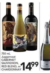 Pete's Fresh Market Juggernaut Cabernet Sauvignon, Red Blend, or Chardonnay offer