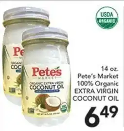 Pete's Fresh Market Pete's Market 100% Organic Extra Virgin Coconut Oil offer
