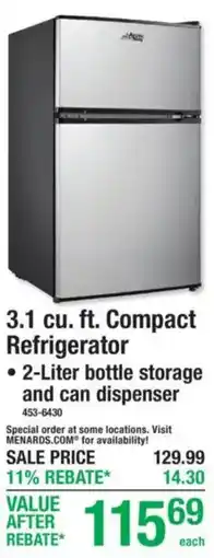 Menards Atwood 3.1 cu. ft. Compact Refrigerator offer