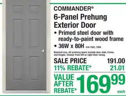 Menards Commander 6-panel prehung exterior door offer