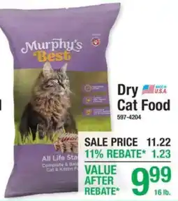 Menards Murphy's Best Dry Cat Food offer