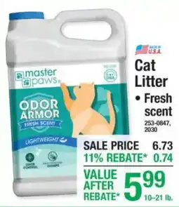 Menards Master Paws Cat Litter offer