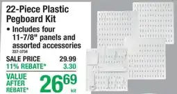 Menards 22-piece plastic pegboard kit offer