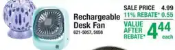 Menards Rechargeable Desk Fan offer