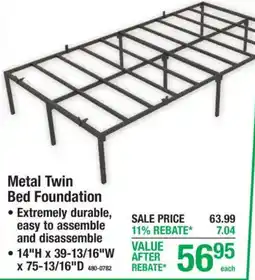 Menards Metal Twin Bed Foundation offer