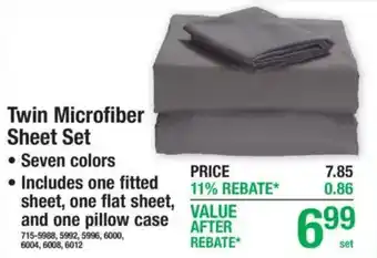 Menards Twin Microfiber Sheet Set offer