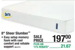 Menards Serta 8" Sheer Slumber offer