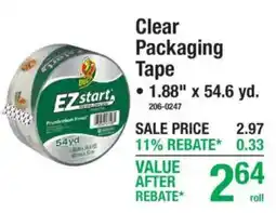 Menards Duck ez start clear packaging tape offer