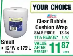 Menards Durasbubble clear bubble cushion wrap offer