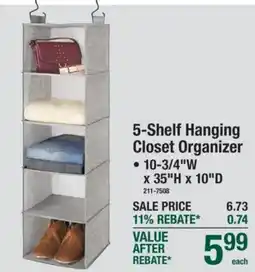 Menards 5-Shelf Hanging Closet Organizer offer