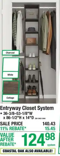 Menards Entryway Closet System offer