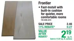 Menards Frontier Fast-Install with built-in cushion offer