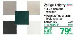 Menards Zellige Artistry 4 x 4 Ceramic wall tile offer