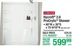 Menards Delta hycroft 2.0 procrylic shower offer